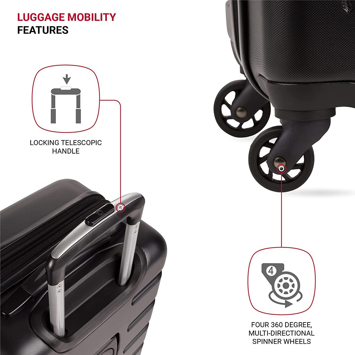 7366 Hardside Expandable Luggage with Spinner Wheels, Black, 3-Piece ...